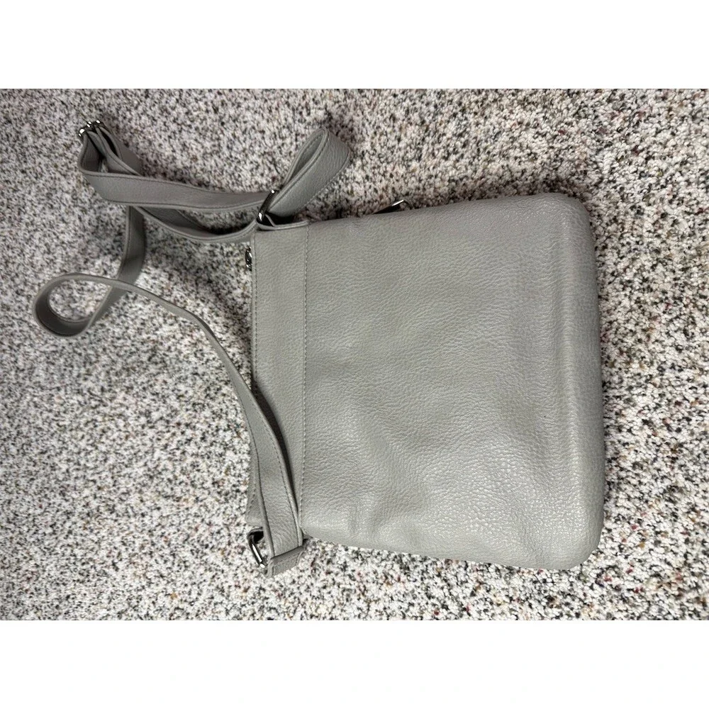 Steve Madden Crossbody Bag Womens Gray Quilted Double Zip Adjustable Strap - Picture 9 of 15